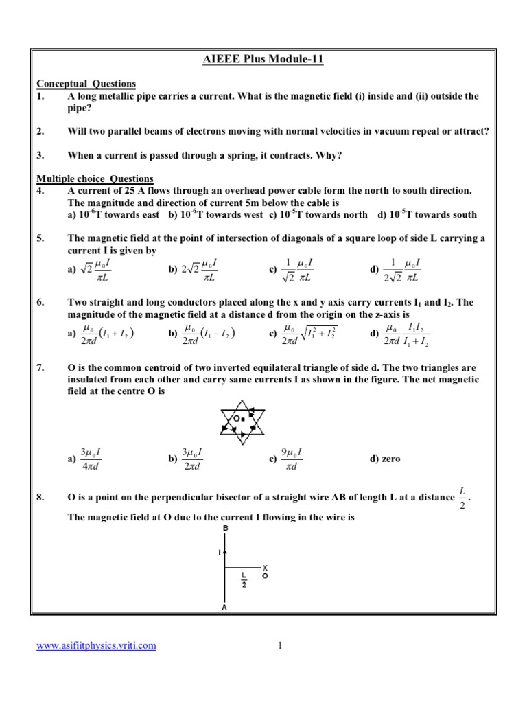 Aieee Plus Module 11 Electron Magnetic Field