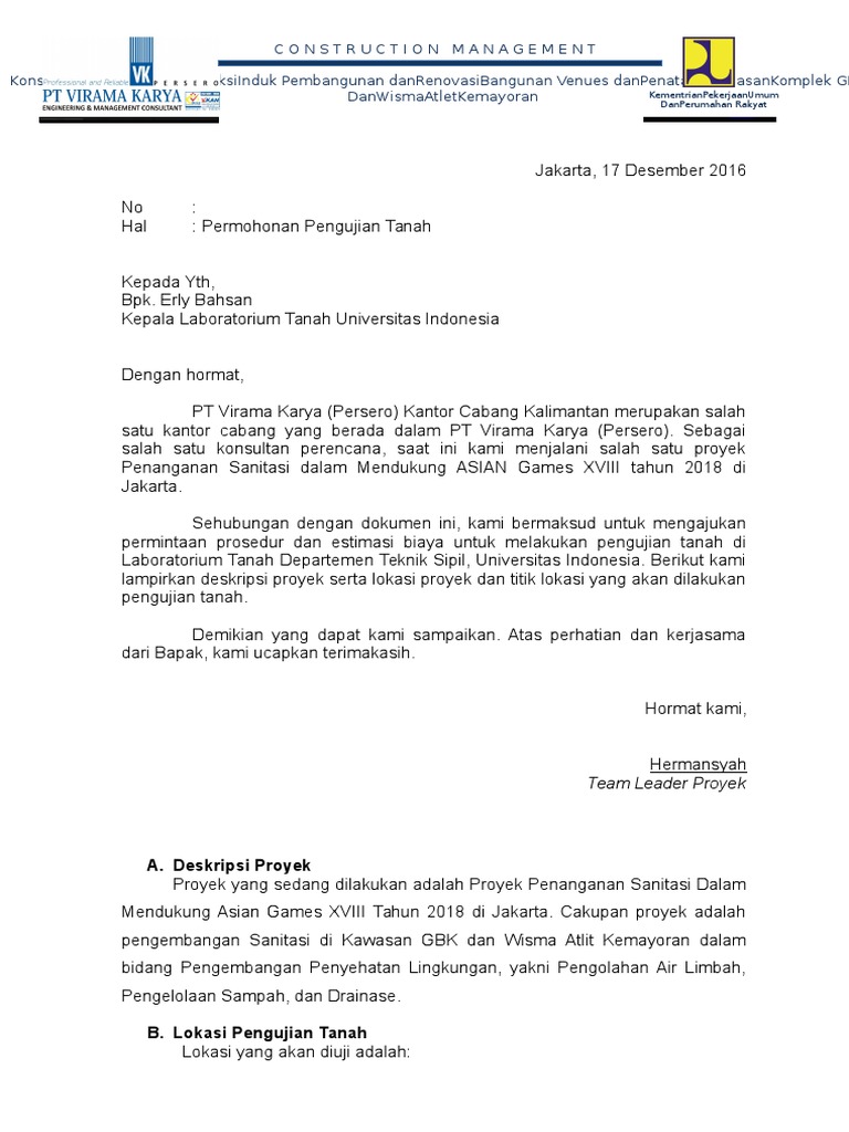 Surat Permohonan Uji Tanah
