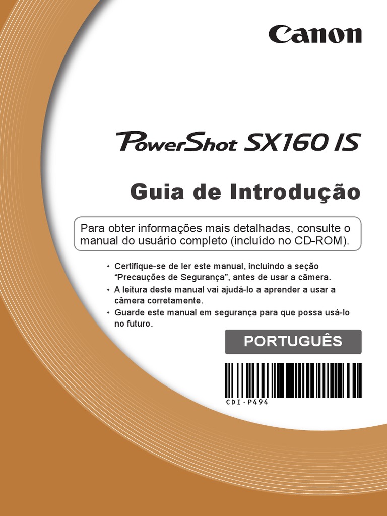 Manual Câmera Canon SX160 IS - Guia Rápido (Português-BR) PDF