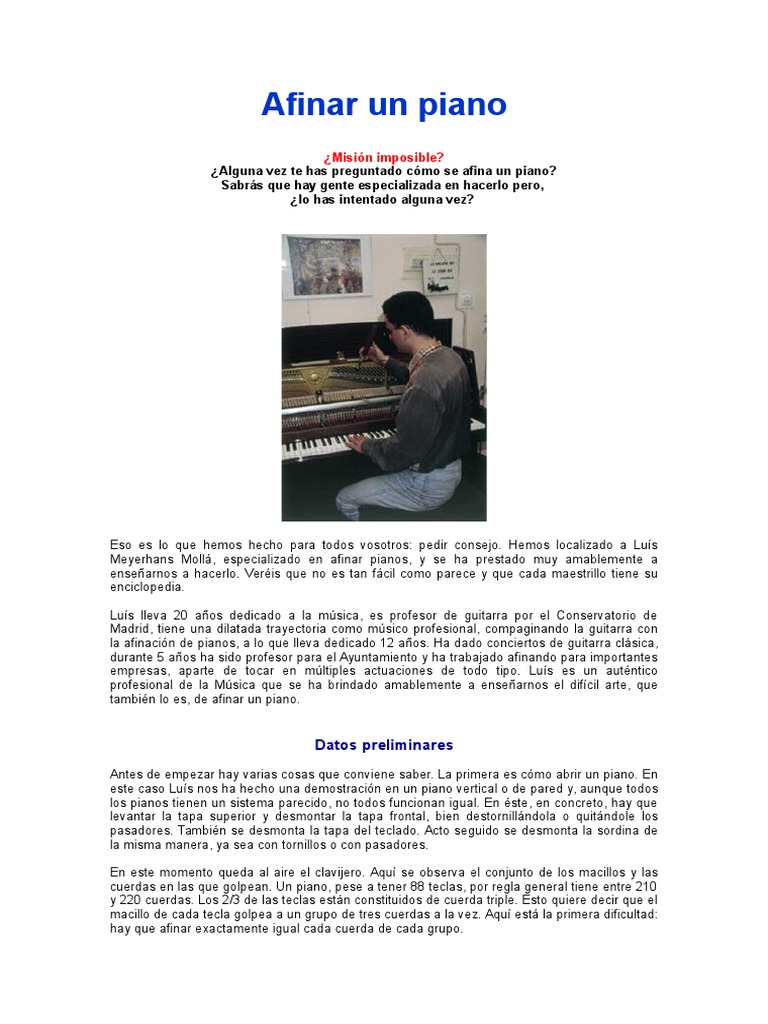 Afinar Un Piano Ok PDF Piano Guitarras