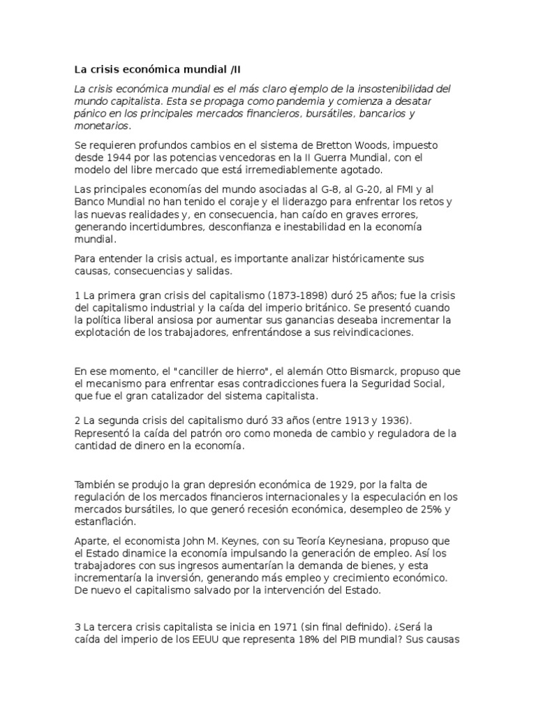 Crisis Económica Global y su Impacto | PDF | Tipo de cambio | Gran ...