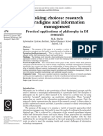 Making Choices, Research Paradigms and Information Management, Practical Applications of Philosophy in IM Research - Burke 2007