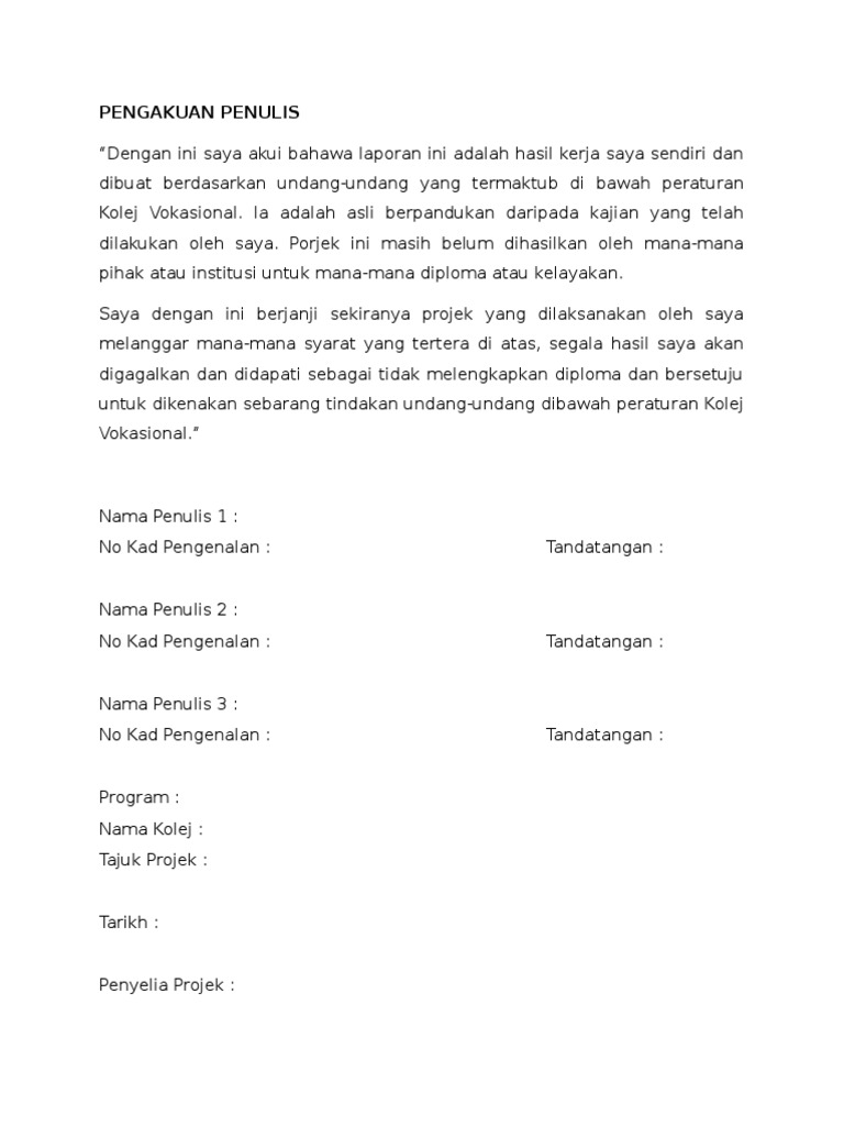 Laporan Projek Tahun Akhir Pdf
