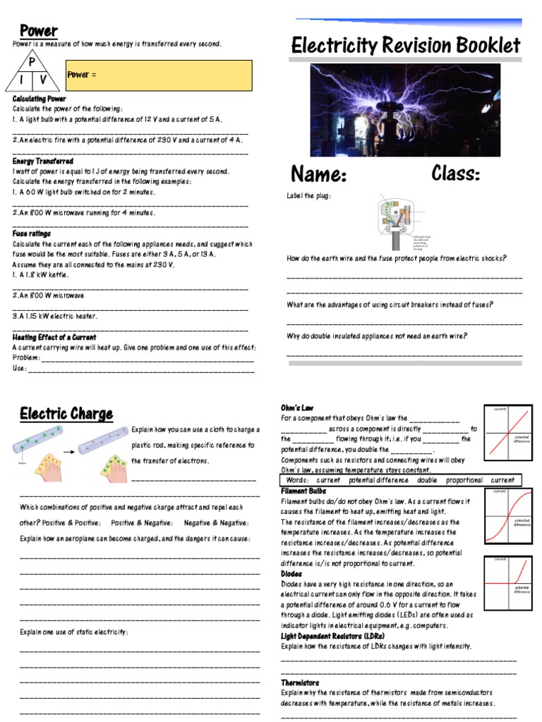 A Level Physics: Electricity Revision Guide | PDF | Electrical ...