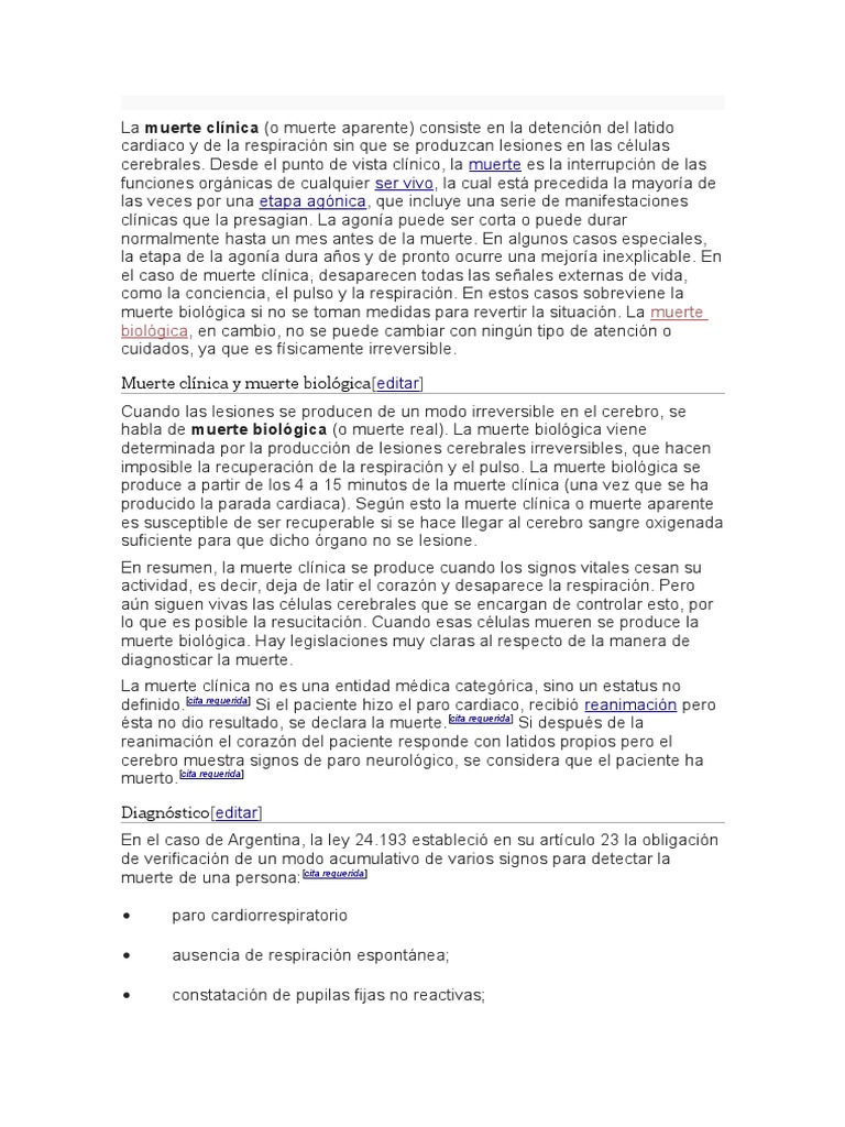 Muerte Clinica Medicina Especialidades Medicas