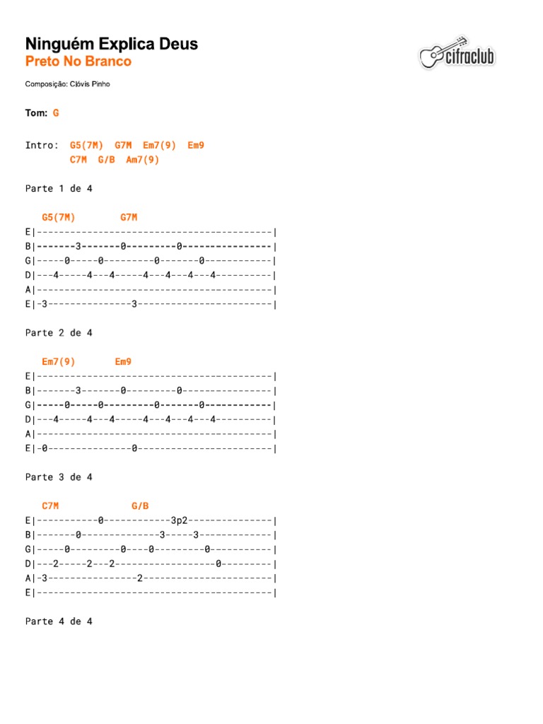 Cifra Club Preto No Branco Ninguém Explica Deus PDF