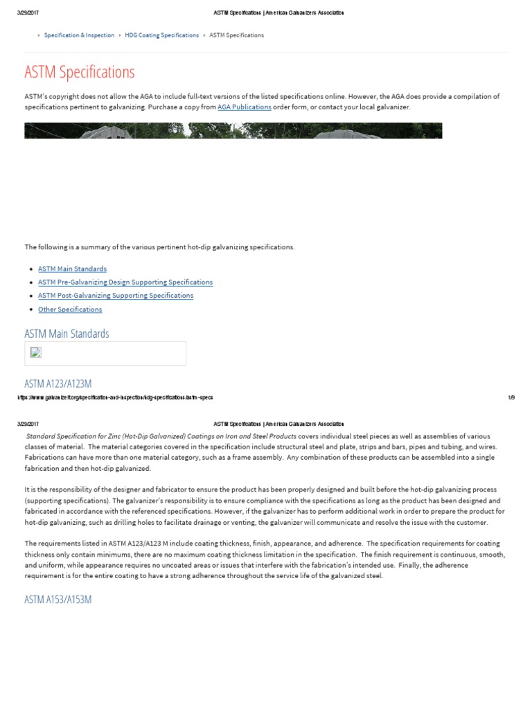 ASTM Specifications - American Galvanizers Association | PDF ...