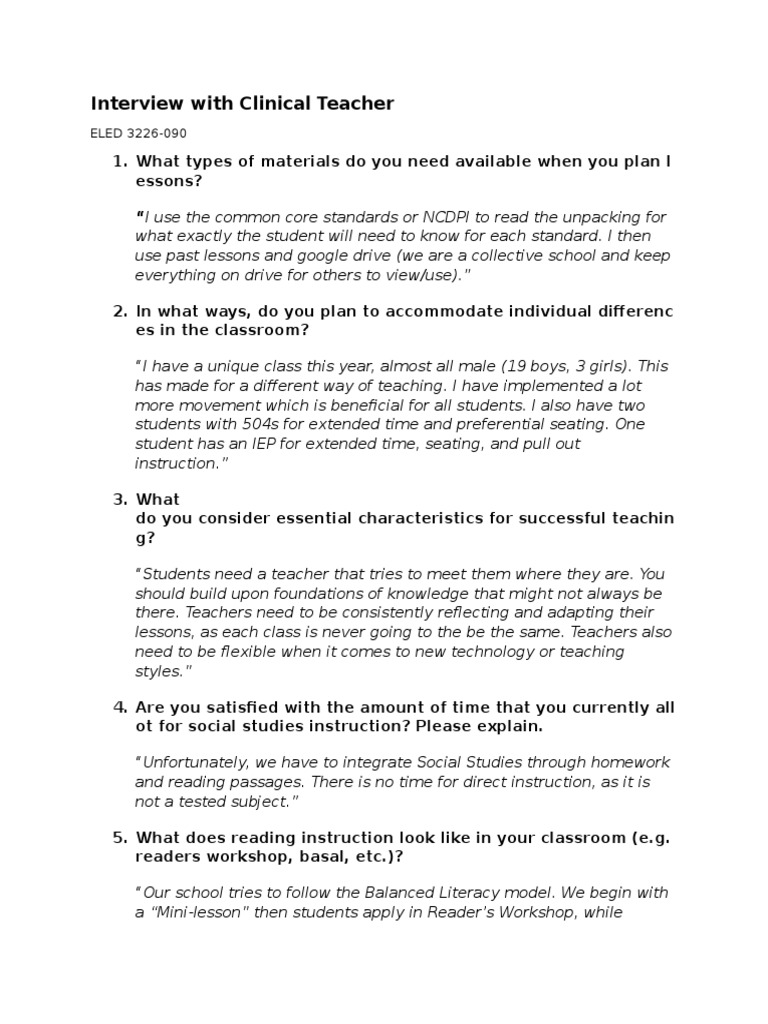 Teacher Interview Questions and Answers | PDF | Educational Psychology ...