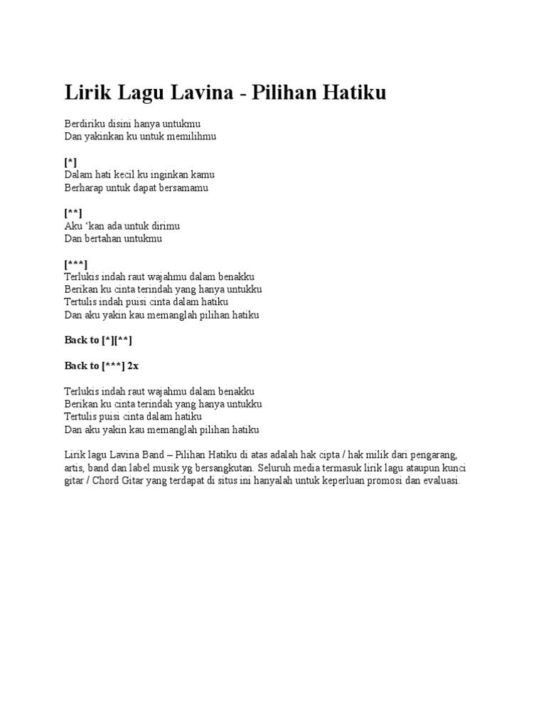 Lirik Lagu Lavina