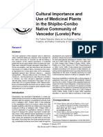 Cultural Importance and Use of Medicinal Plants in The Shipibo-Conibo Native Community of Vencedor (Loreto) Peru