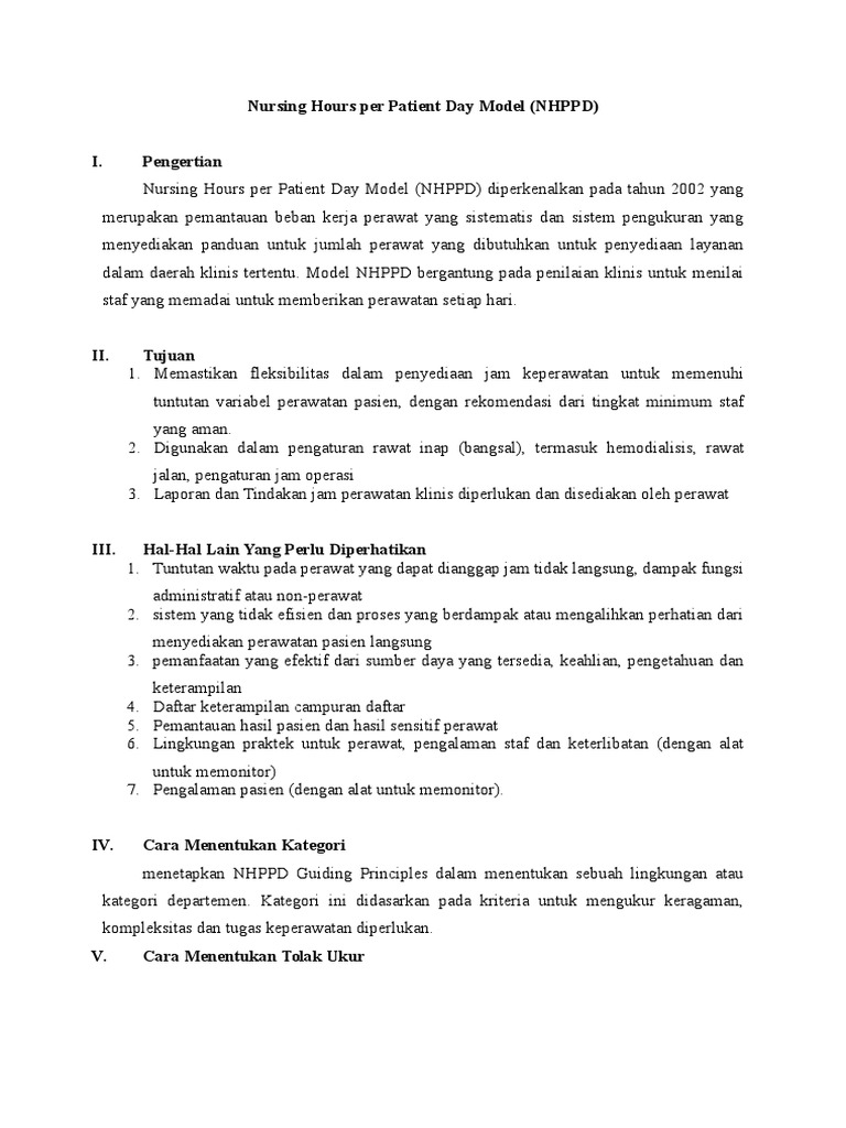 Nursing Hours Per Patient Day Model PDF