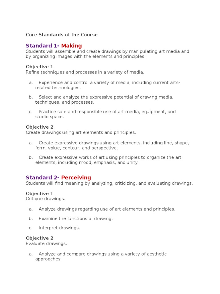 Drawing 1 Core Standards | PDF | Drawing | Aesthetics