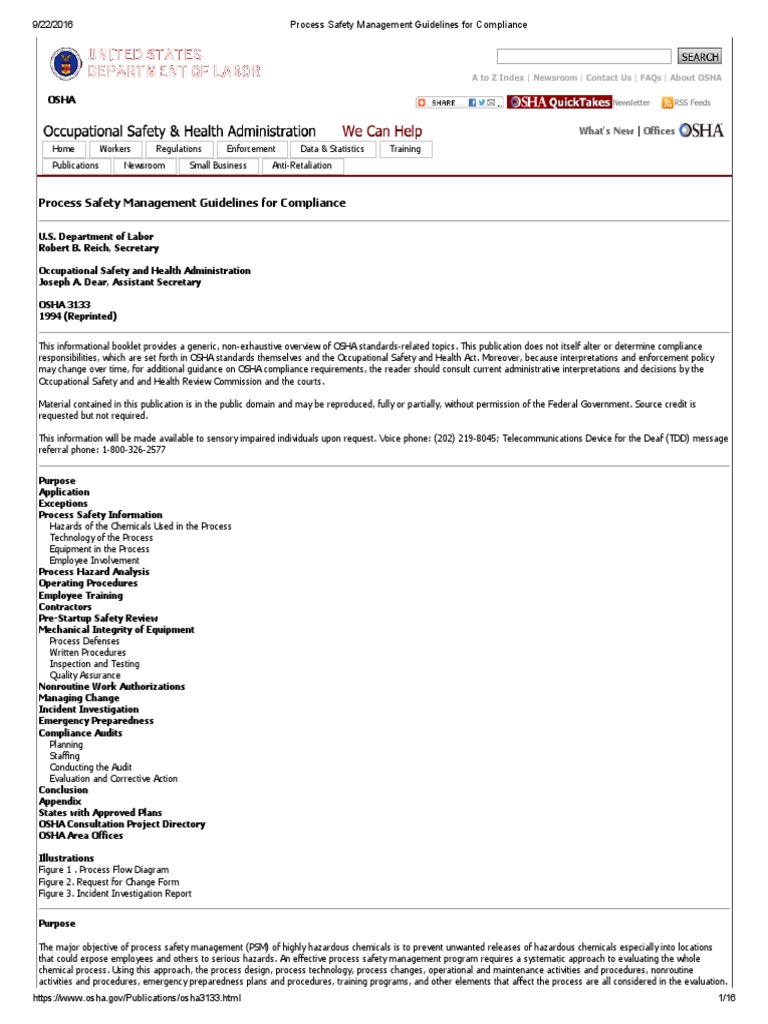 OSHA Process Safety Management Guide | PDF | Occupational Safety And ...