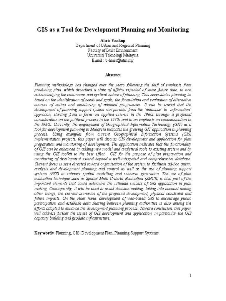 GIS in Development Planning and Monitoring | PDF | Geographic ...