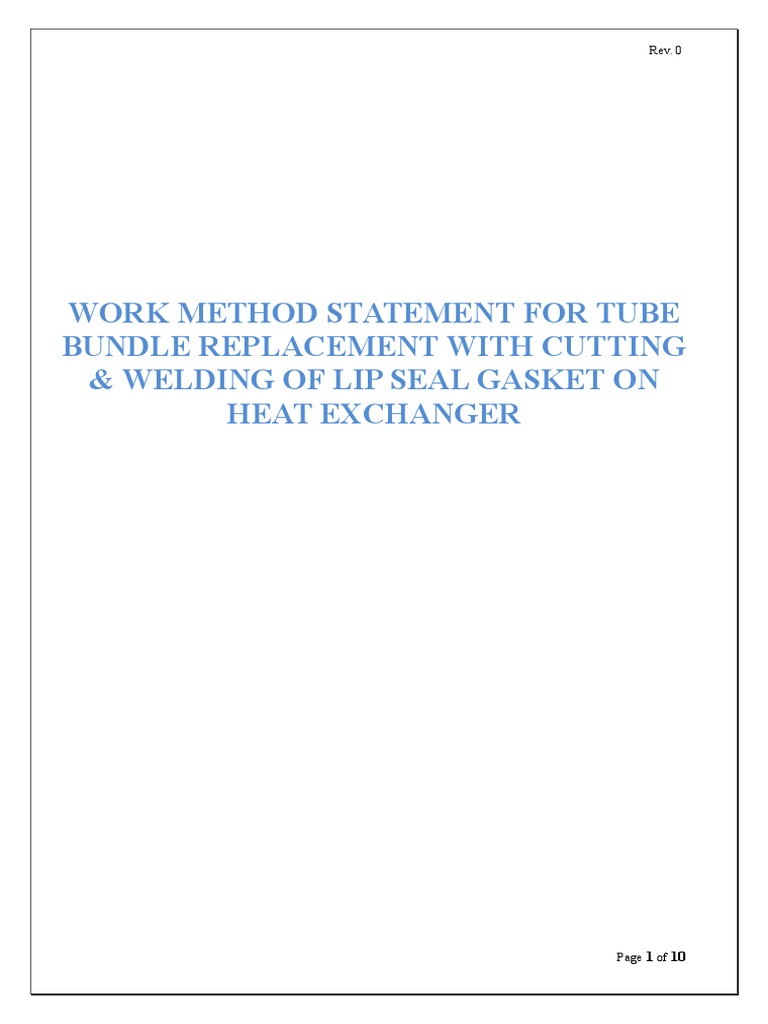 Replacement of Lip Seal Gasket For Heat Exchanger PDF Pipe (Fluid