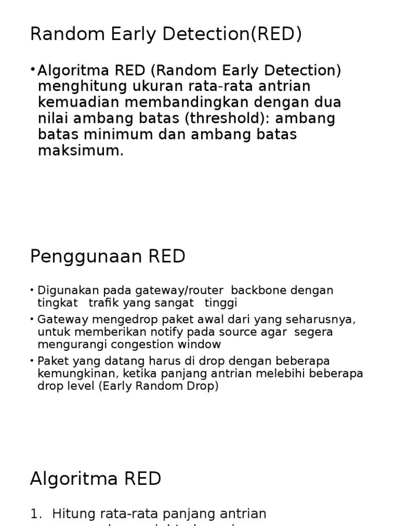 Algoritma Random Early Detection (RED) | PDF | Komputer | Teknologi ...