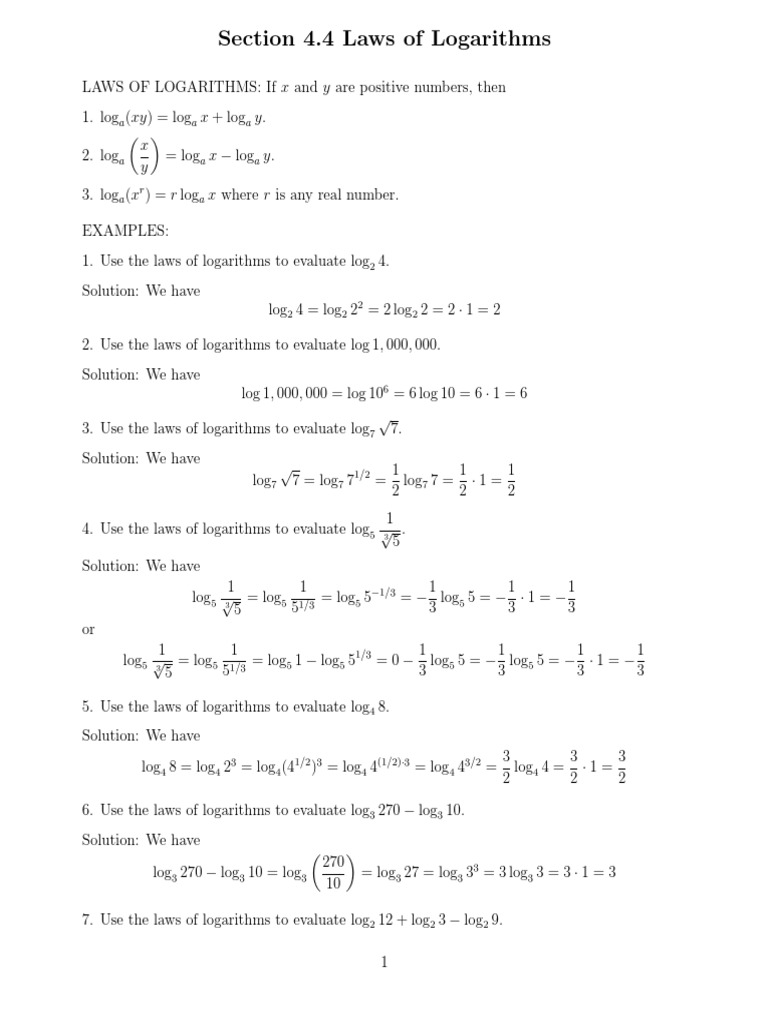 Laws of Logarithms | PDF | Logarithm | Functions And Mappings