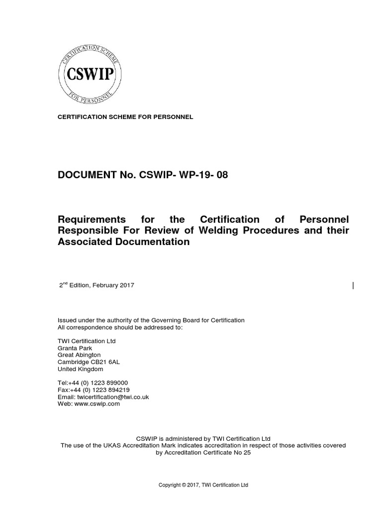 CSWIPWP1908 Review of Welding Procedures 2nd Edition February 2017
