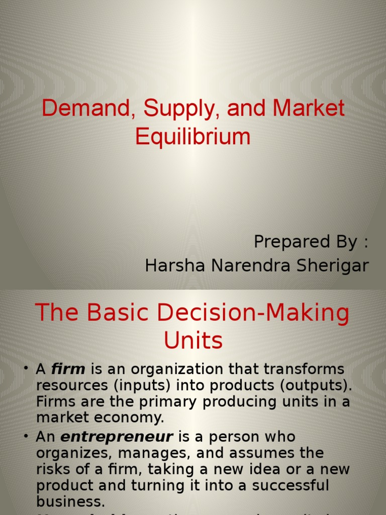 Demand, Supply, and Market Equilibrium PDF Economic Equilibrium