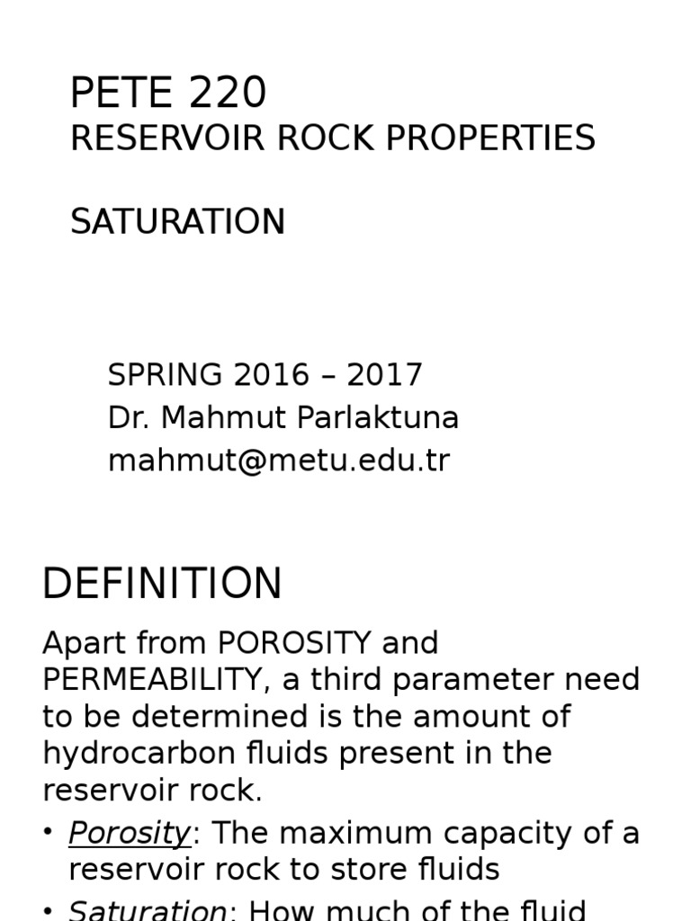 Saturation Notes (Petroleum Engineering) PDF Petroleum Reservoir Petroleum
