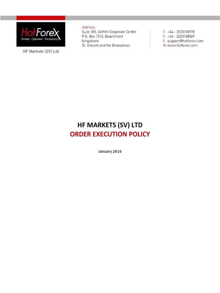 HF Markets Order Execution Policy Guide | PDF | Order (Exchange ...