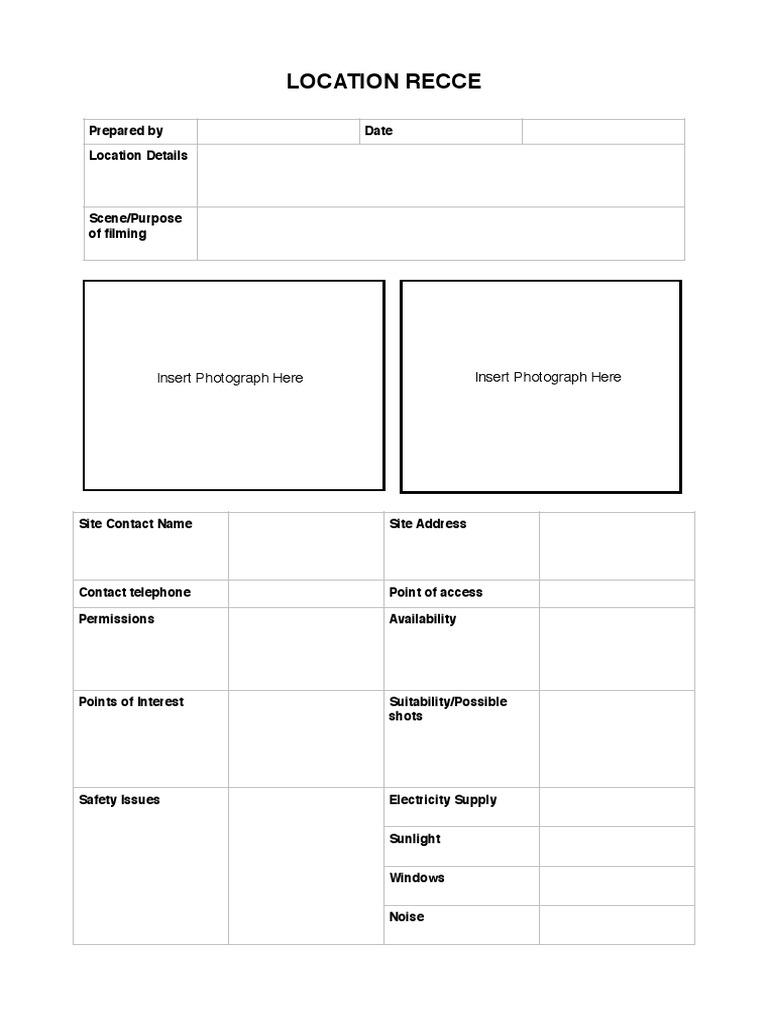 Location Recce Template Guide | PDF