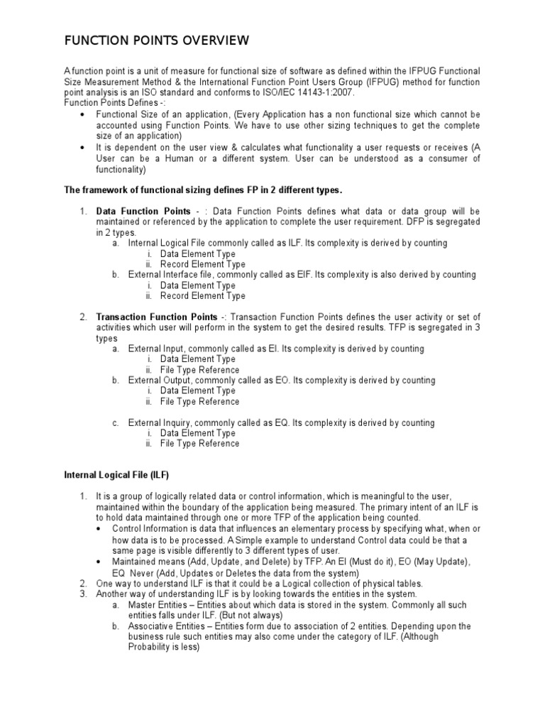Function Points Overview | PDF | Input/Output | Information