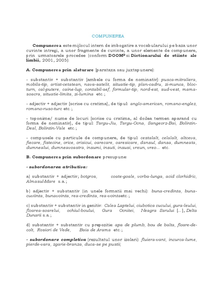 Compunerea Prin Subordonare PDF | PDF