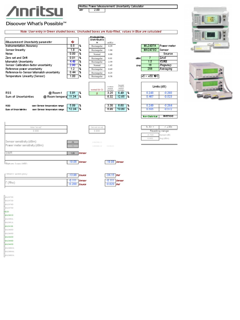 Anritsu Power Measurement Uncertainty Calculator | PDF | Observational