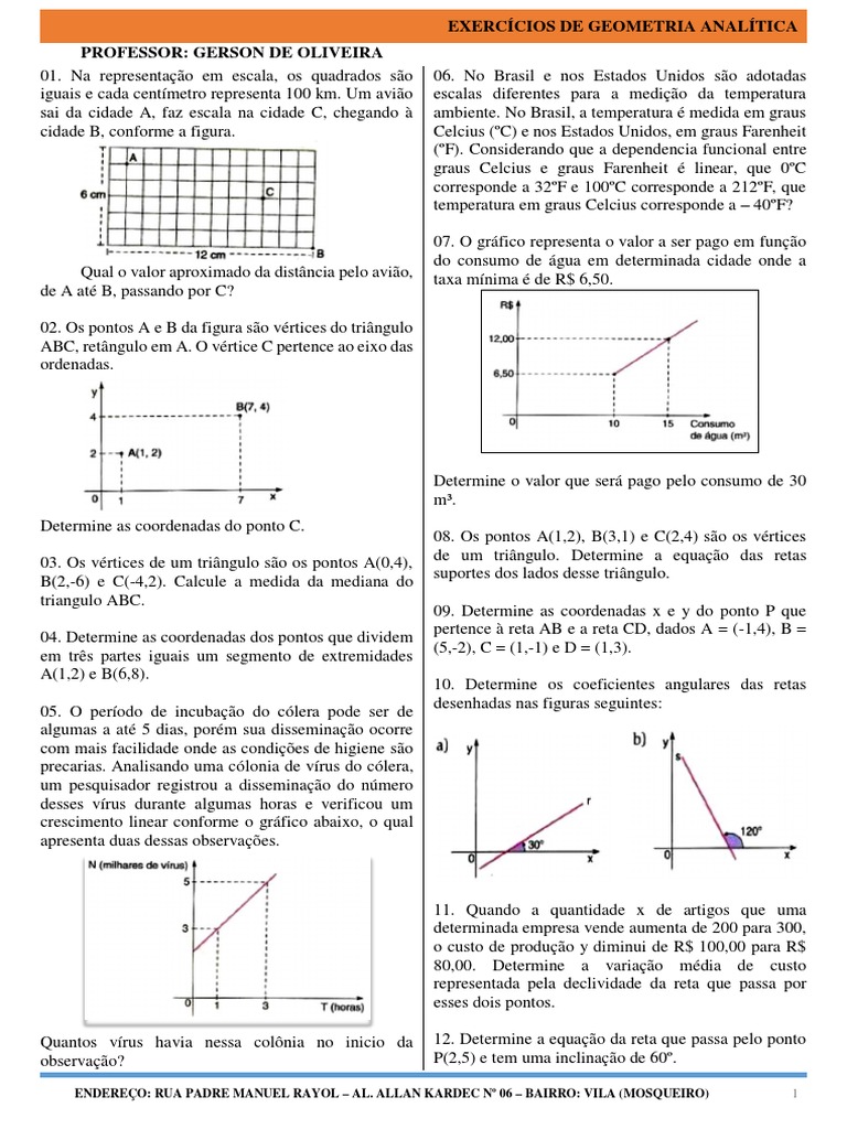 Exercicios de Geometria Analitica | PDF | Triângulo | Equações
