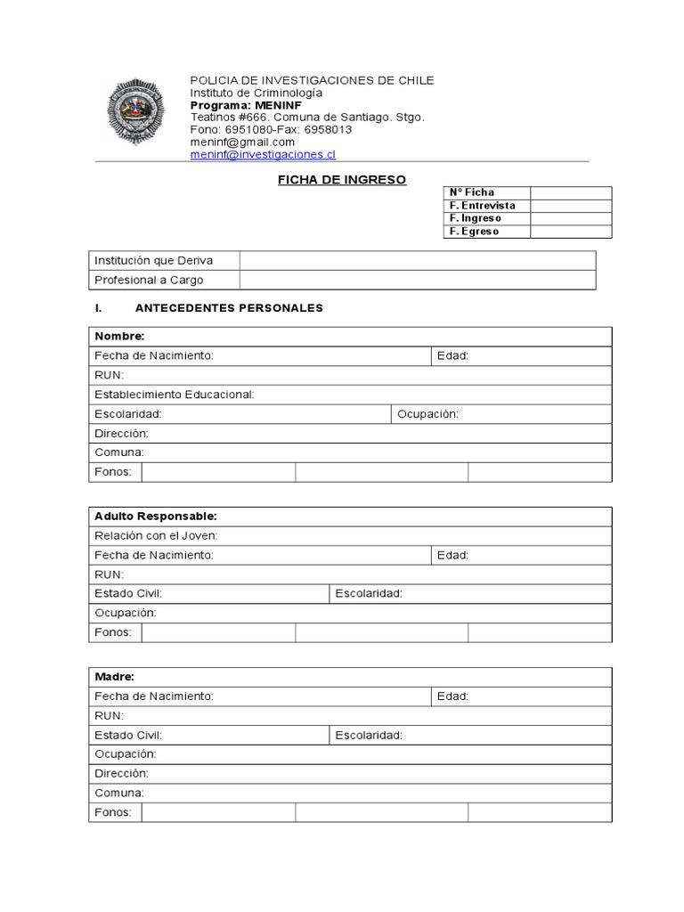 Ficha de Ingreso PDF