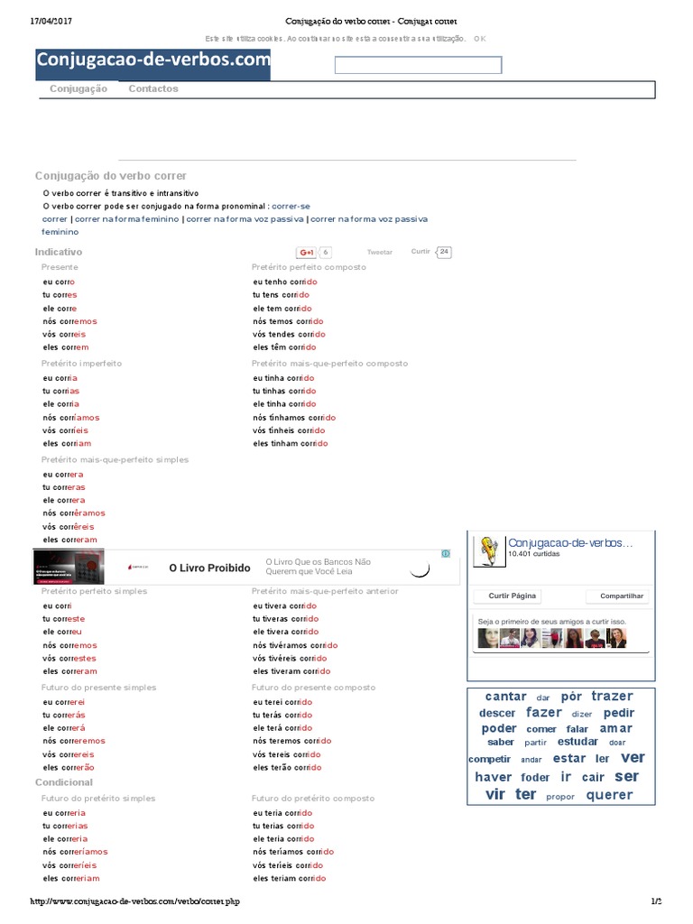 Conjugação do verbo correr Conjugar correr Tempo Gramatical