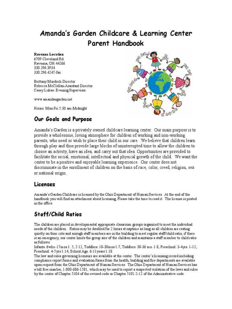 Parent Handbook for Amanda's Garden | PDF | Meal | Attachment Theory