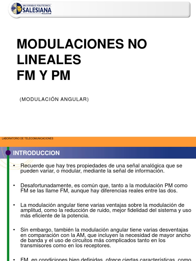 Modulación Angular: FM y PM en Telecomunicaciones | PDF | Modulación de ...