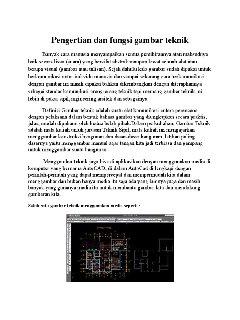 1pengertian Dan Fungsi Gambar Teknik | PDF