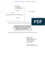 Brief I/S/O motion to dismiss for improper venue or in the alternative to transfer; Estate of Stanley Kauffmann v. Rochester Inst. of Tech., 16-cv-2509-NRB (SDNY)