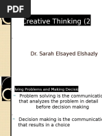 Creative Thinking (2) : Dr. Sarah Elsayed Elshazly