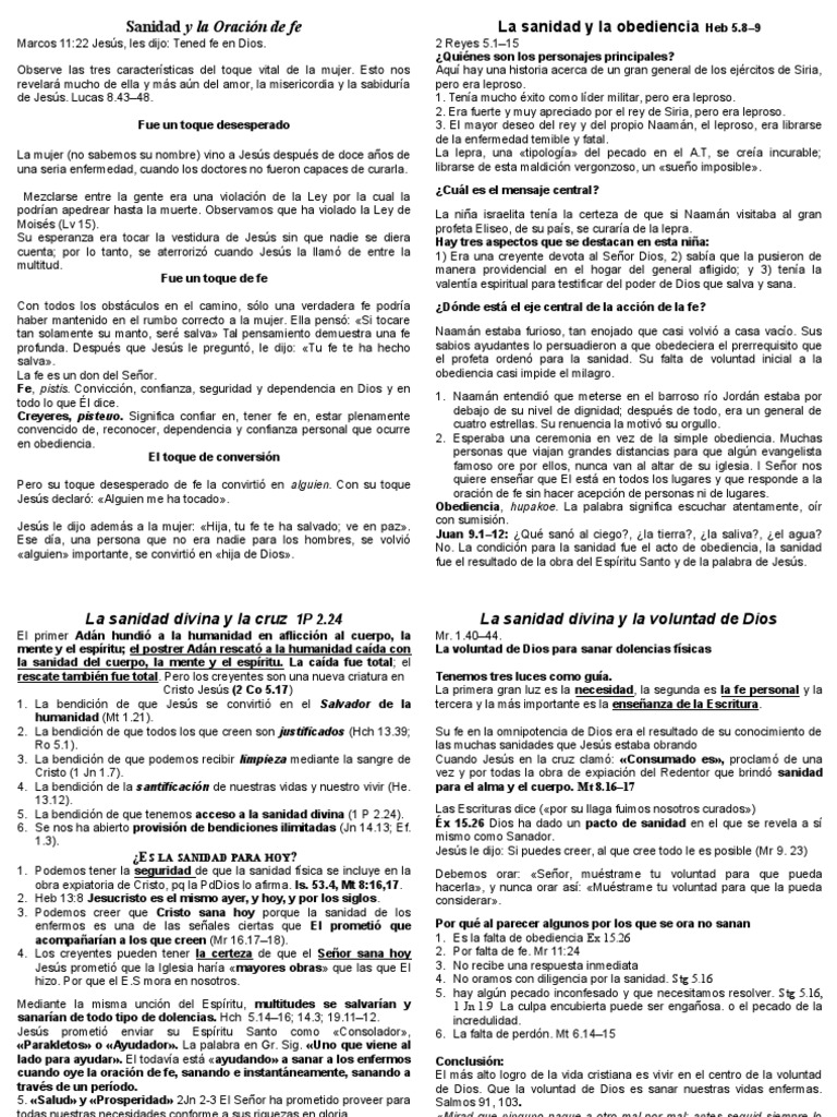 Predicación sobre Sanidad y Fe | PDF | Fe | Obediencia (comportamiento ...