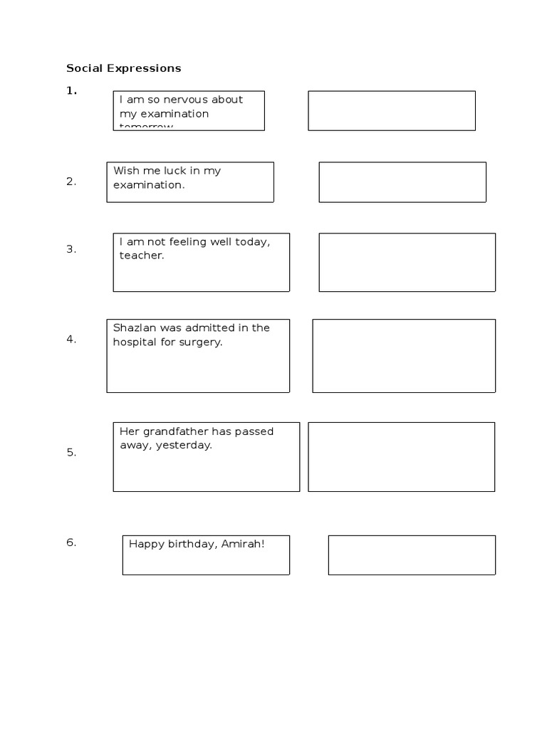 Social Expressions for Various Situations | PDF
