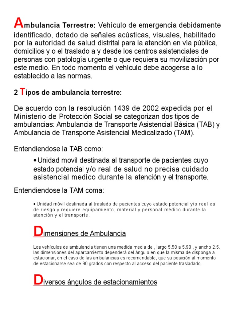 Estacionamientos Para Ambulancia Terrestre