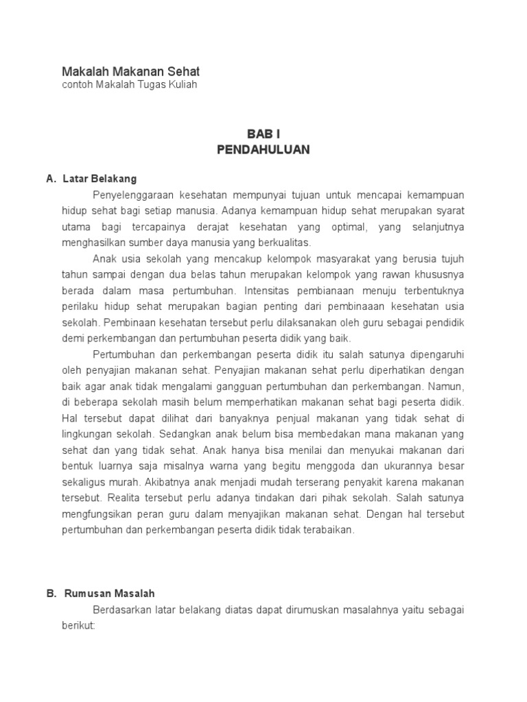 Contoh Makalah Tentang Makanan Mosaicone