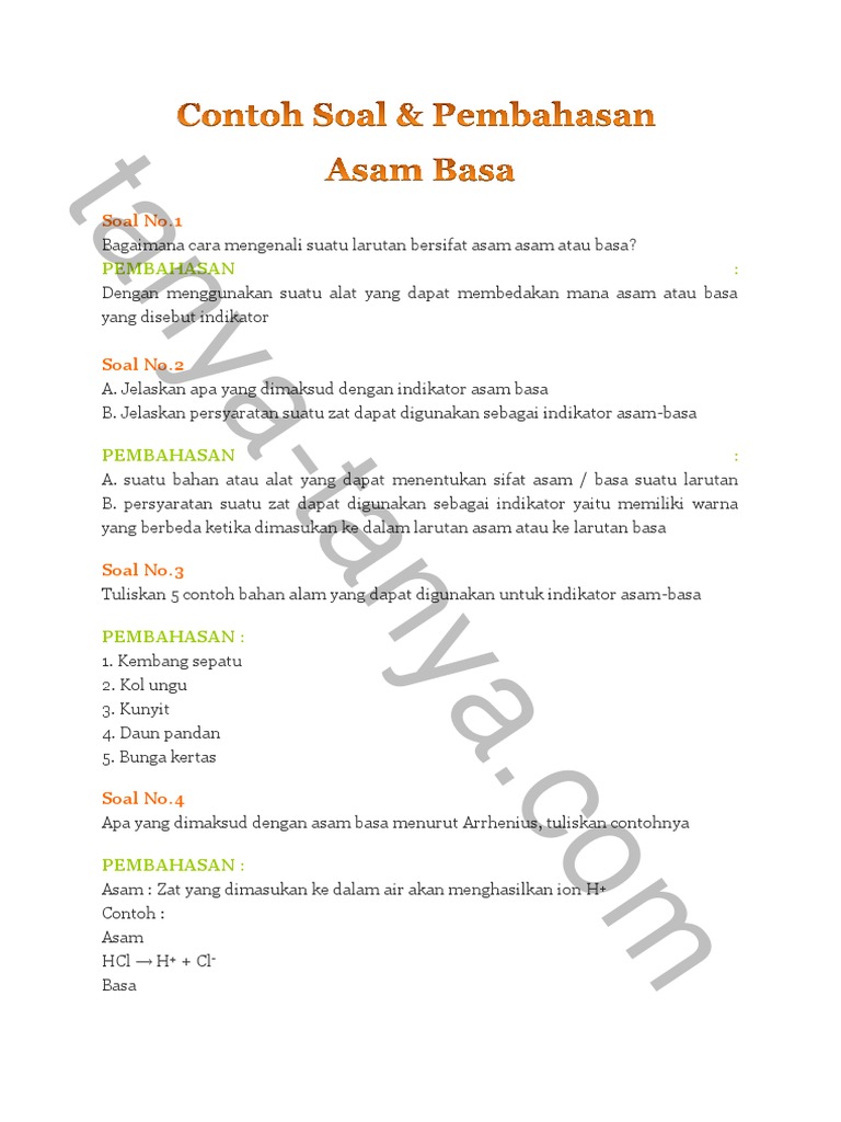 Contoh Soal Asam Basa