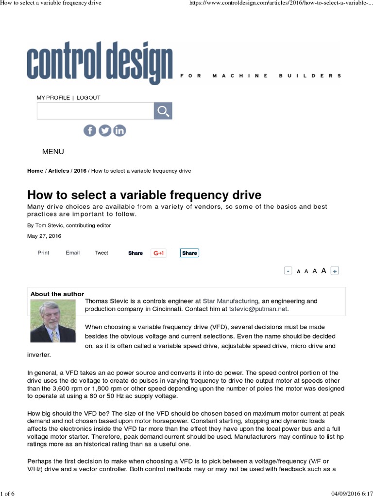 How To Select A Variable Frequency Drive | PDF | Power Inverter ...