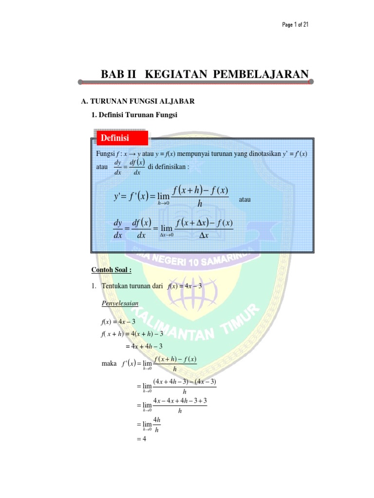 Turunan Fungsi Aljabar 1 Pdf