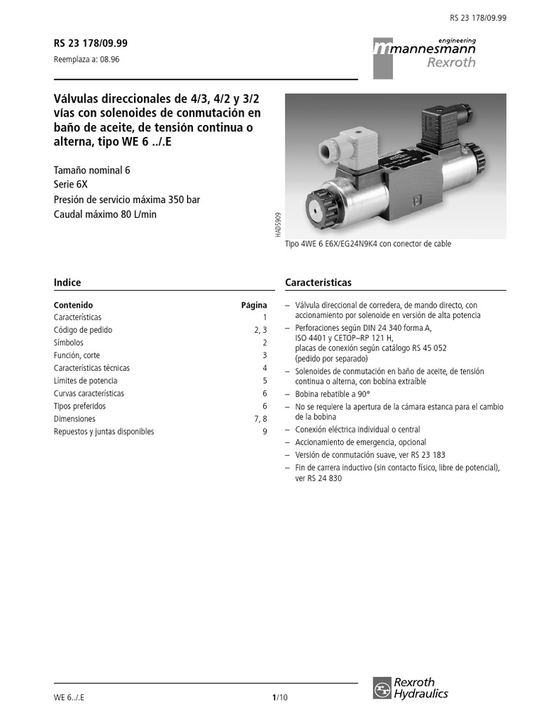 Rexroth Directional Valves.pdf Energia electrica Pistón