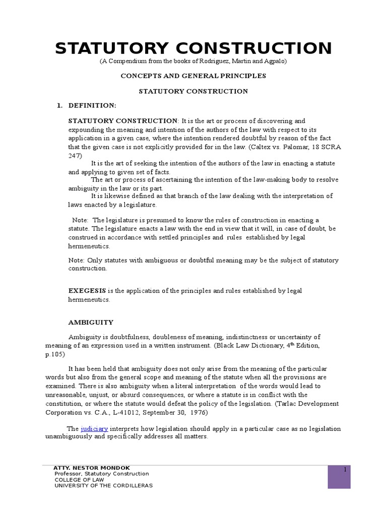 Statutory Construction Guide | PDF | Statutory Interpretation ...