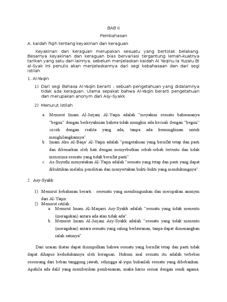 Kaidah Keyakinan dalam Fiqih | PDF
