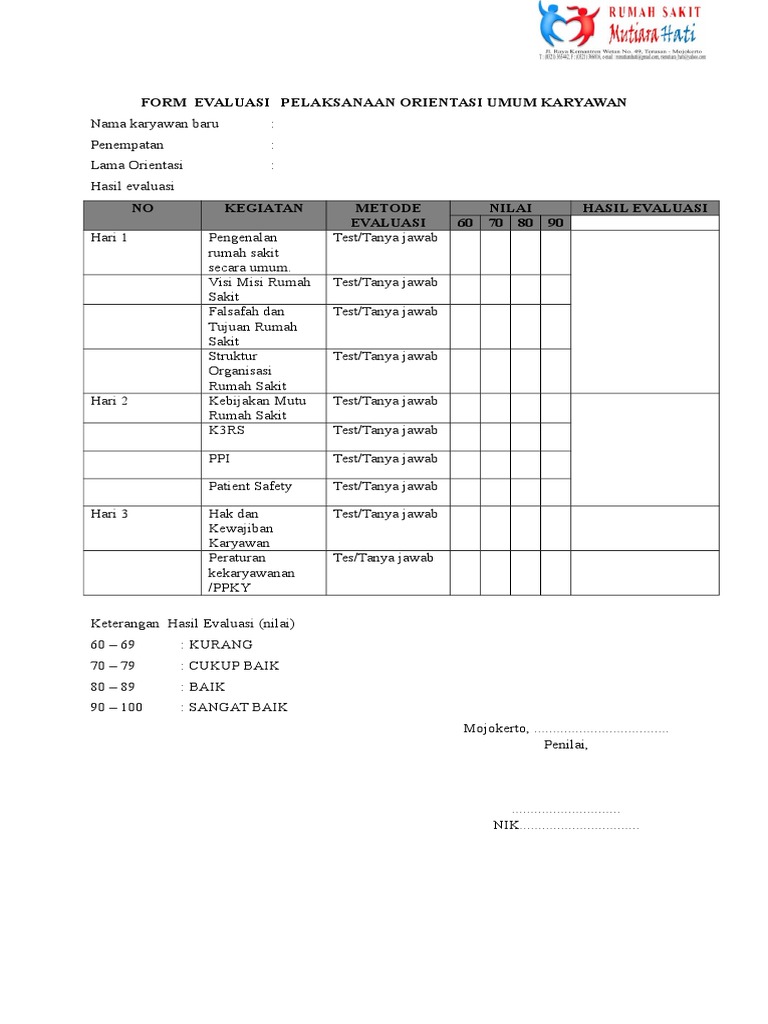 Contoh Evaluasi Karyawan - Detil Gambar Online