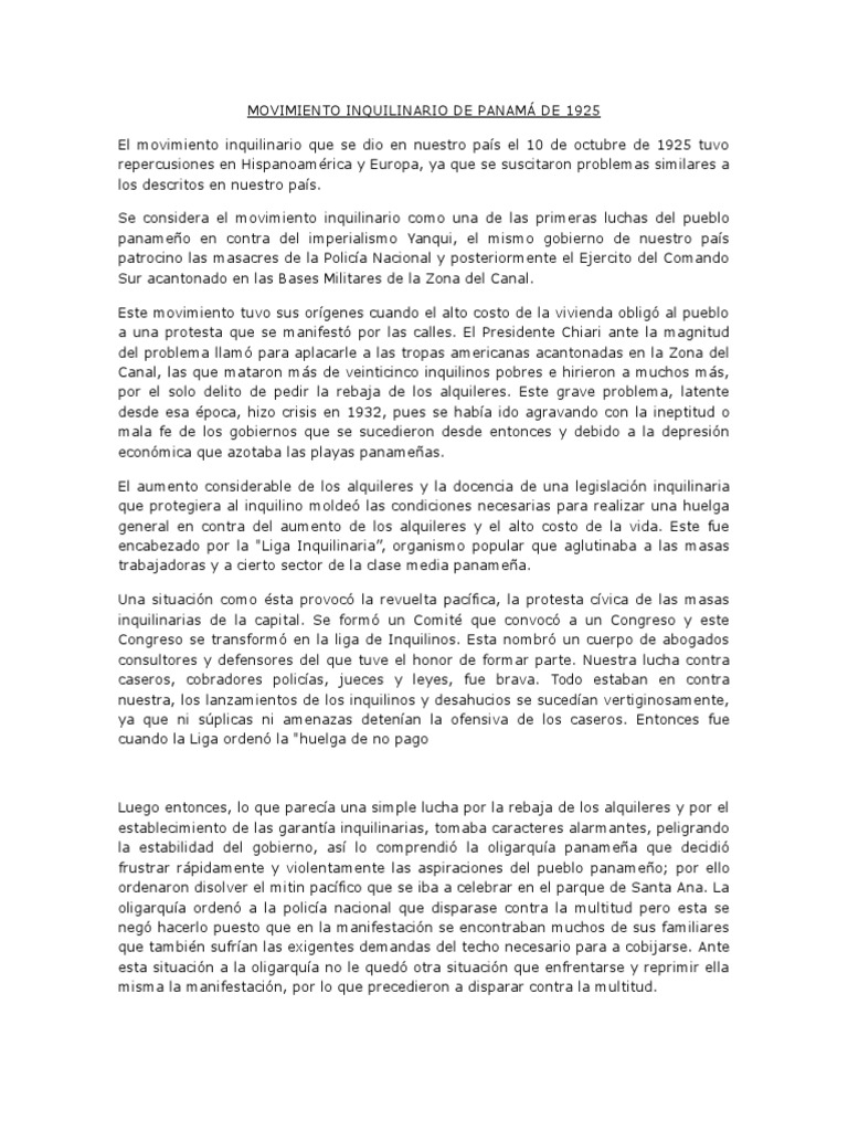 Movimiento Inquilinario | PDF | Panamá | Policía