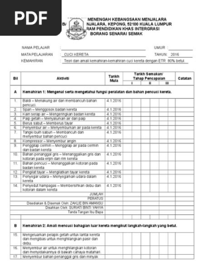 Senarai Semak Pravokasional Cuci Kereta 2016 Pdf